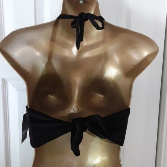 NWT Sz L Mossimo Strappy Black Halter Bikini Top - Picture 4 of 4